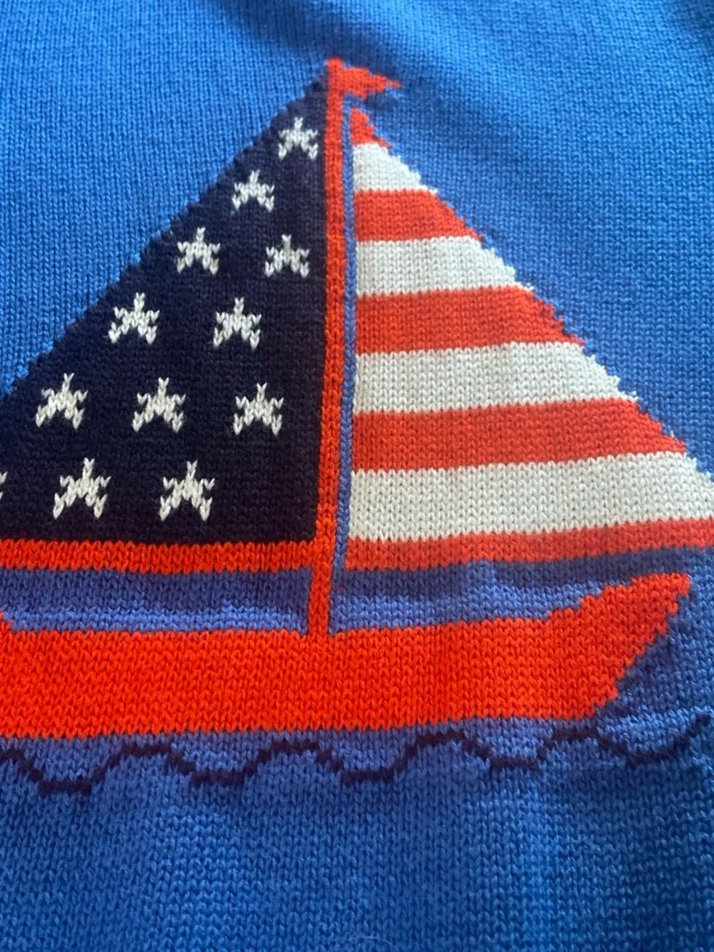 Free assembly Royal Blue Sailboat Knit Pullover Sweater large